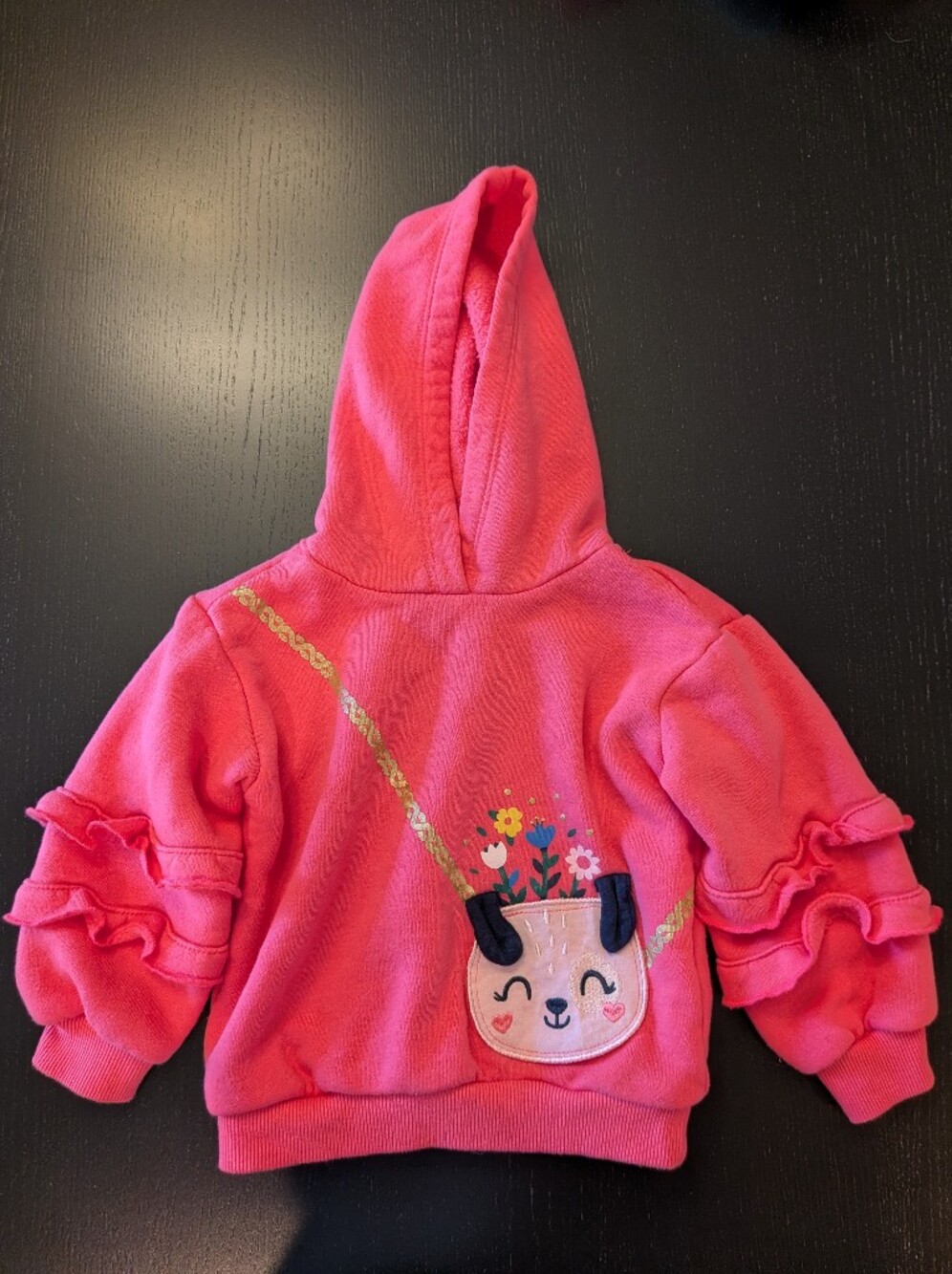 Kids Headquarters Hot Pink Hooded Sweatshirt with Floral Animal Purse